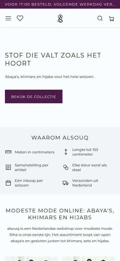 Dezelfde homepage op een telefoon