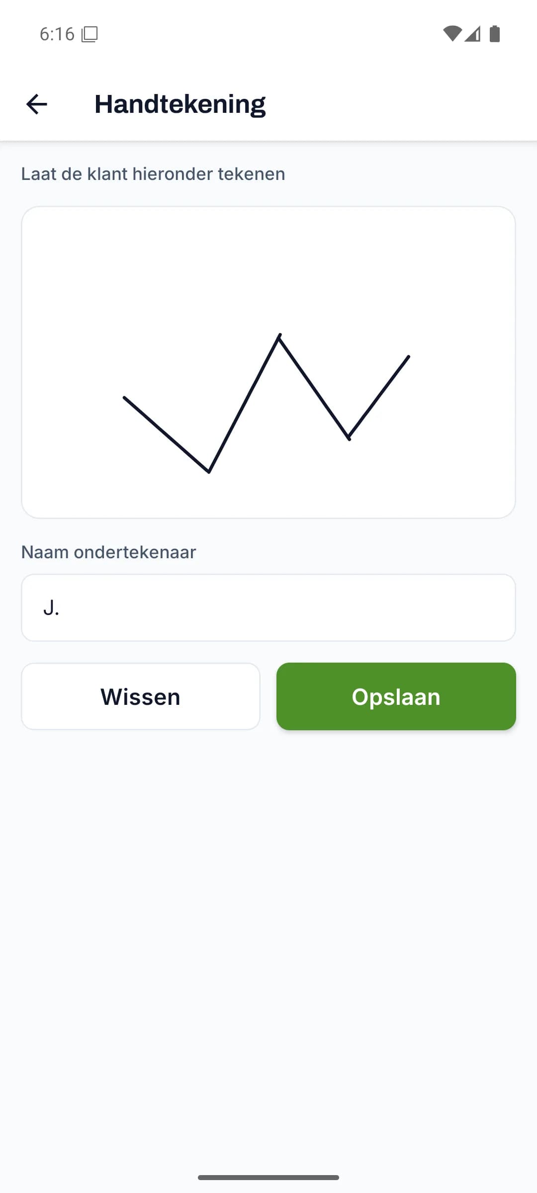 Handtekening van de klant vastleggen op de werkbon